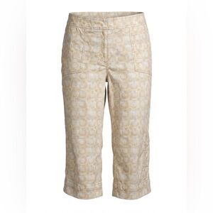 SIGRID OLSEN WOMENS CAPRI PANTS YELLOW TAN SHELL DESIGN SIZE 12 P